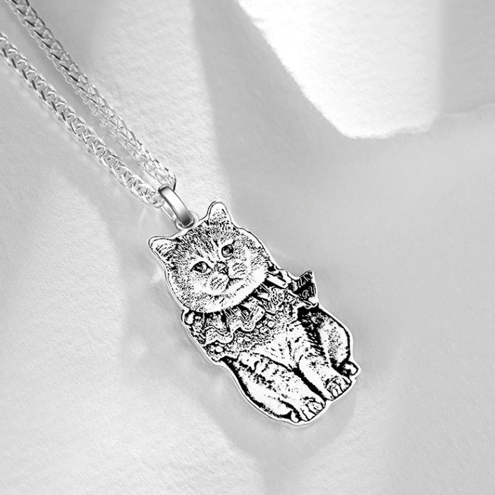Kitten Dog Pet Photoes Custom Silver Men's and Women's Necklaces