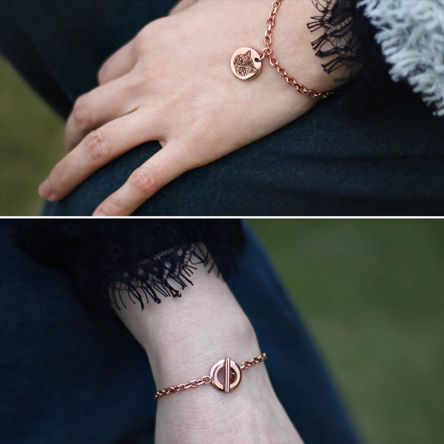 Pet Avatar Custom Titanium Steel Toggle Bracelet