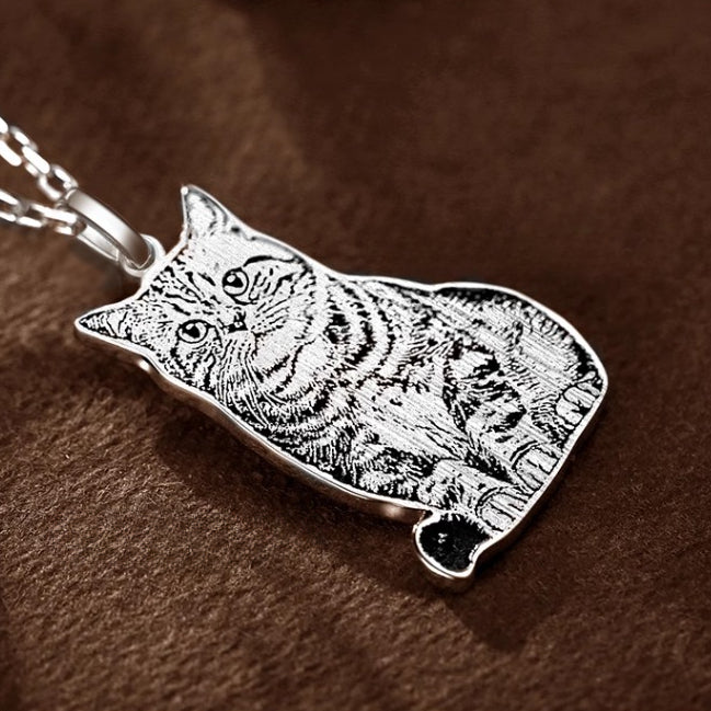 Kitten Dog Pet Photoes Custom Silver Men's and Women's Necklaces
