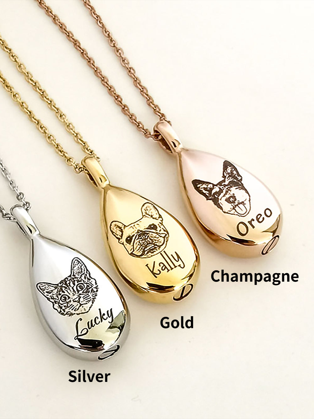 Pet Souvenirs Necklace Customized Engraved Photos Text Blessings Bone Ash Hair Necklace