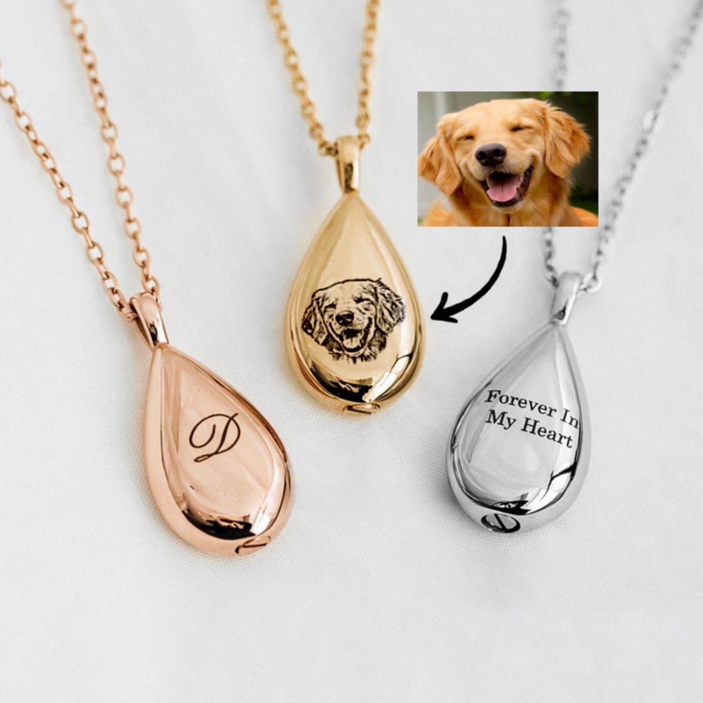 Pet Souvenirs Necklace Customized Engraved Photos Text Blessings Bone Ash Hair Necklace