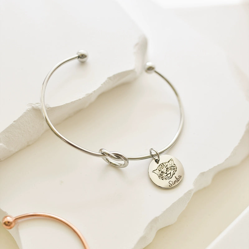 Customized Cat and Dog Pet Avatar Commemorative Opening Titanium Steel Bracelet
